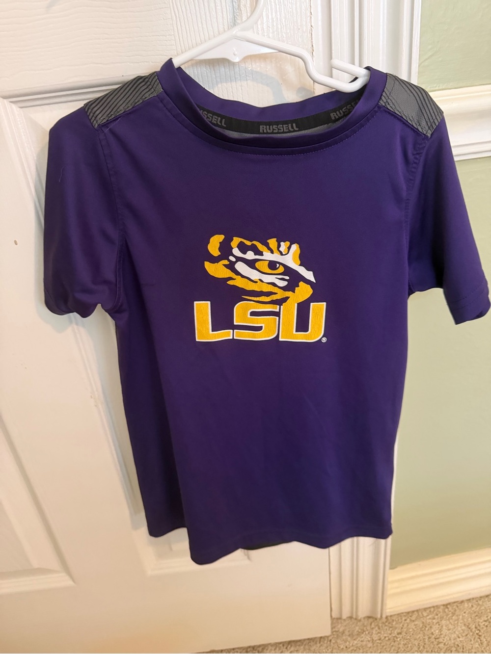 Russell Athletic Purple LSU Kids Short Sleeve Tee with Gold Logo